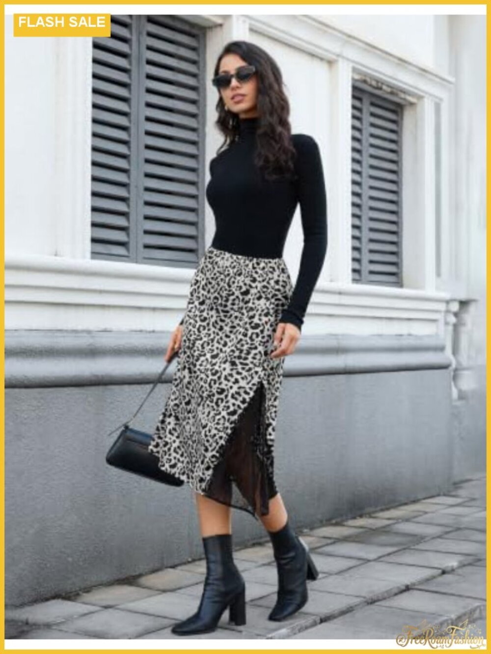 Satin A-Line Midi Skirt with Lace Slit High Waist - Picture 6 of 6